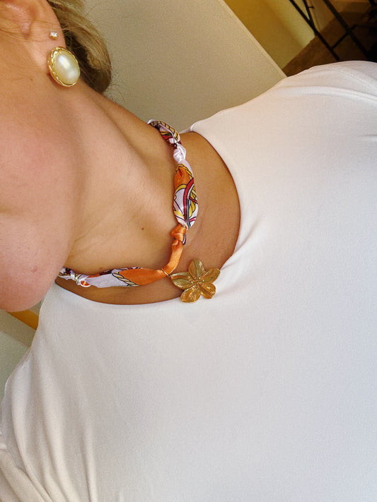 The Lils Scarf Necklace- ORANGE CRUSH