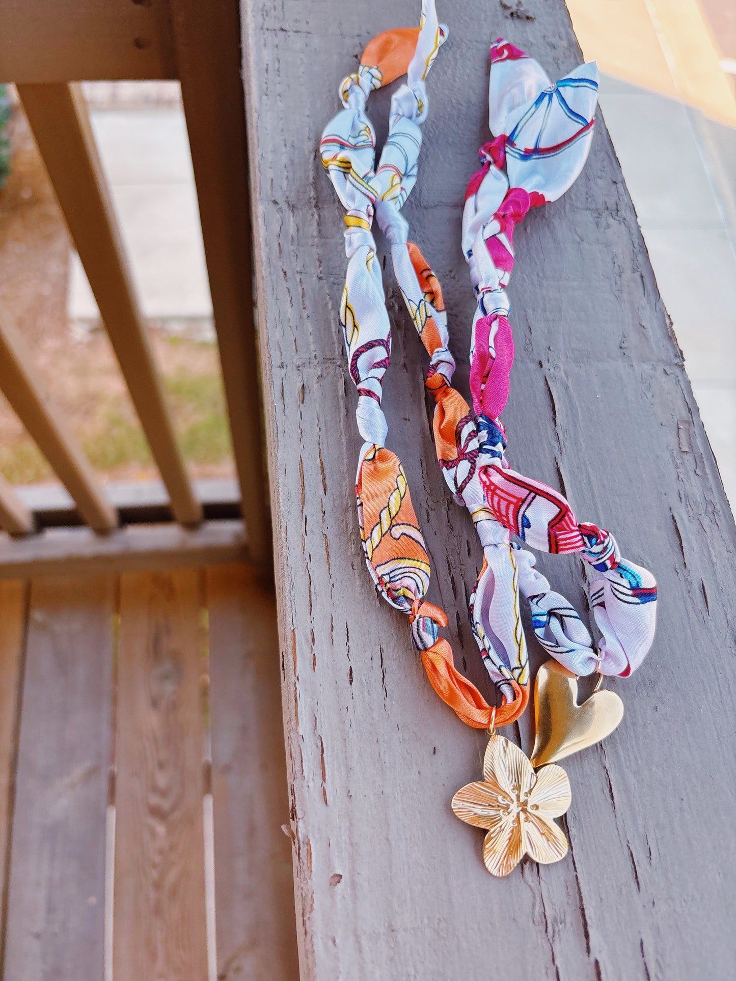 The Lils Scarf Necklace- ORANGE CRUSH